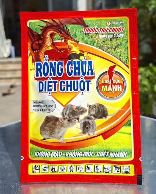 (20gam) HICATE 0.25WP, hiệu Rồng Chúa Diệt chuột Naka - Bromadiolone 0.25%: Dẫn dụ kích thích chuột ăn bã mồi, chuột chết nhanh
