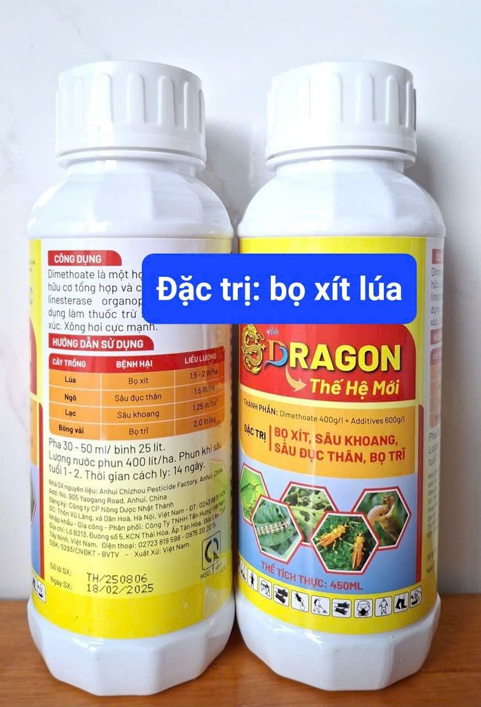 (450ml) Dragon thế hệ mới: đặc trị bọ xít hôi trên lúa, sâu khoang, sâu đục thân lúa và bọ trĩ lúa