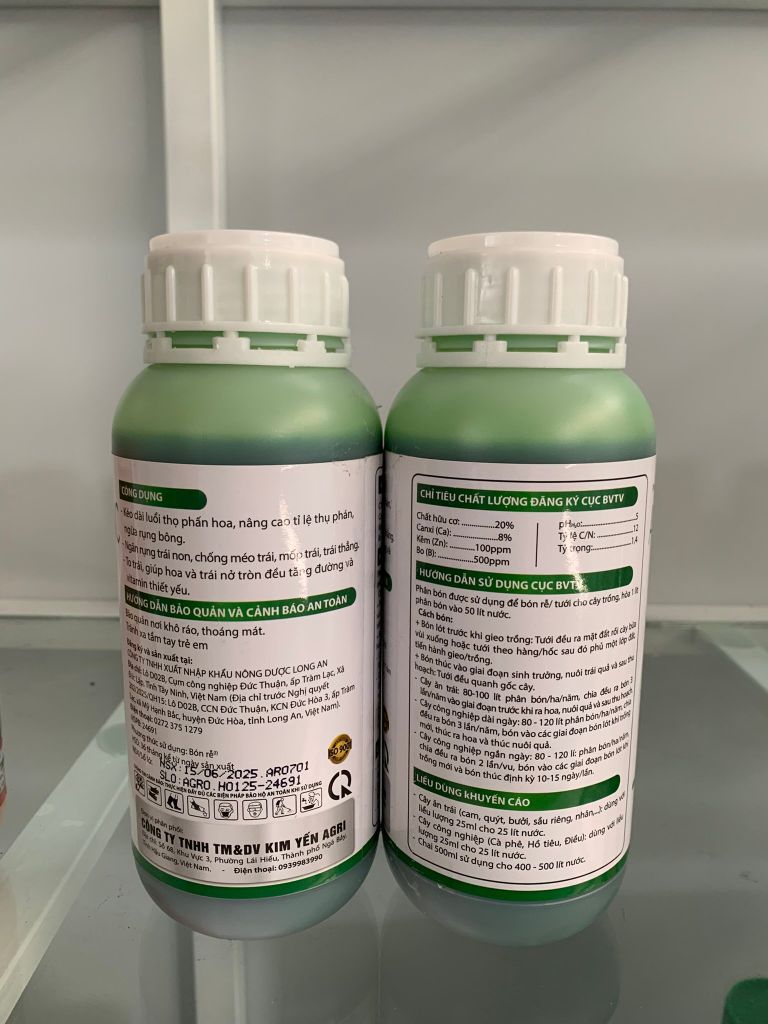 (500ml) Phân bón lá canxi bo kẽm : ngăn ngừa rụng bông,ngăn rụng trái non, nâng cao tỷ lệ thụ phấn, tăng lượng đường và vitamin thiết yếu cho trái