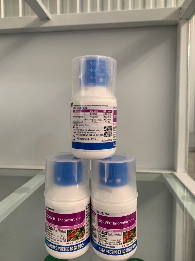 Thuốc trị bệnh ZORVEC Encantia 330SE nội hấp lưu dẫn phòng trừ bệnh sương mai trên cà chua, khoai tây, dưa chuột và bệnh chết nhanh trên hồ tiêu