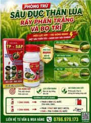 Bakari 512EC, TP SAP 512: Diệt trừ sâu đục thân lúa, sâu cuốn lá lúa, bọ trĩ, bọ xít, rầy phấn trắng, sâu phao đục bẹ, sâu keo, sâu đàn