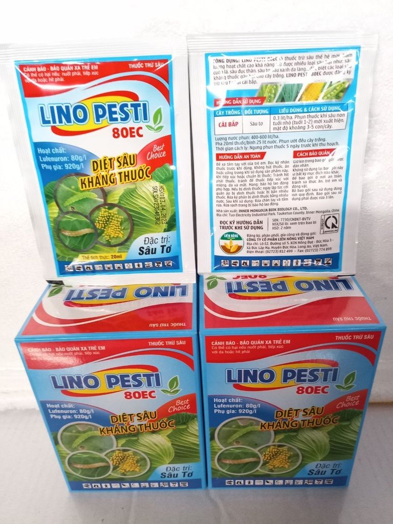 Thuốc  trừ sâu Lino pesti 80EC 20ml:  diệt trừ sâu kháng thuốc, đặc trị sâu tơ trên bắp cải, sâu cuốn lá, sâu đục thân, sâu xanh da láng...