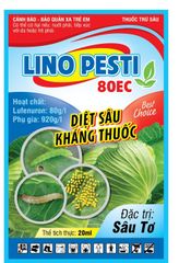 Thuốc  trừ sâu Lino pesti 80EC 20ml:  diệt trừ sâu kháng thuốc, đặc trị sâu tơ trên bắp cải, sâu cuốn lá, sâu đục thân, sâu xanh da láng...