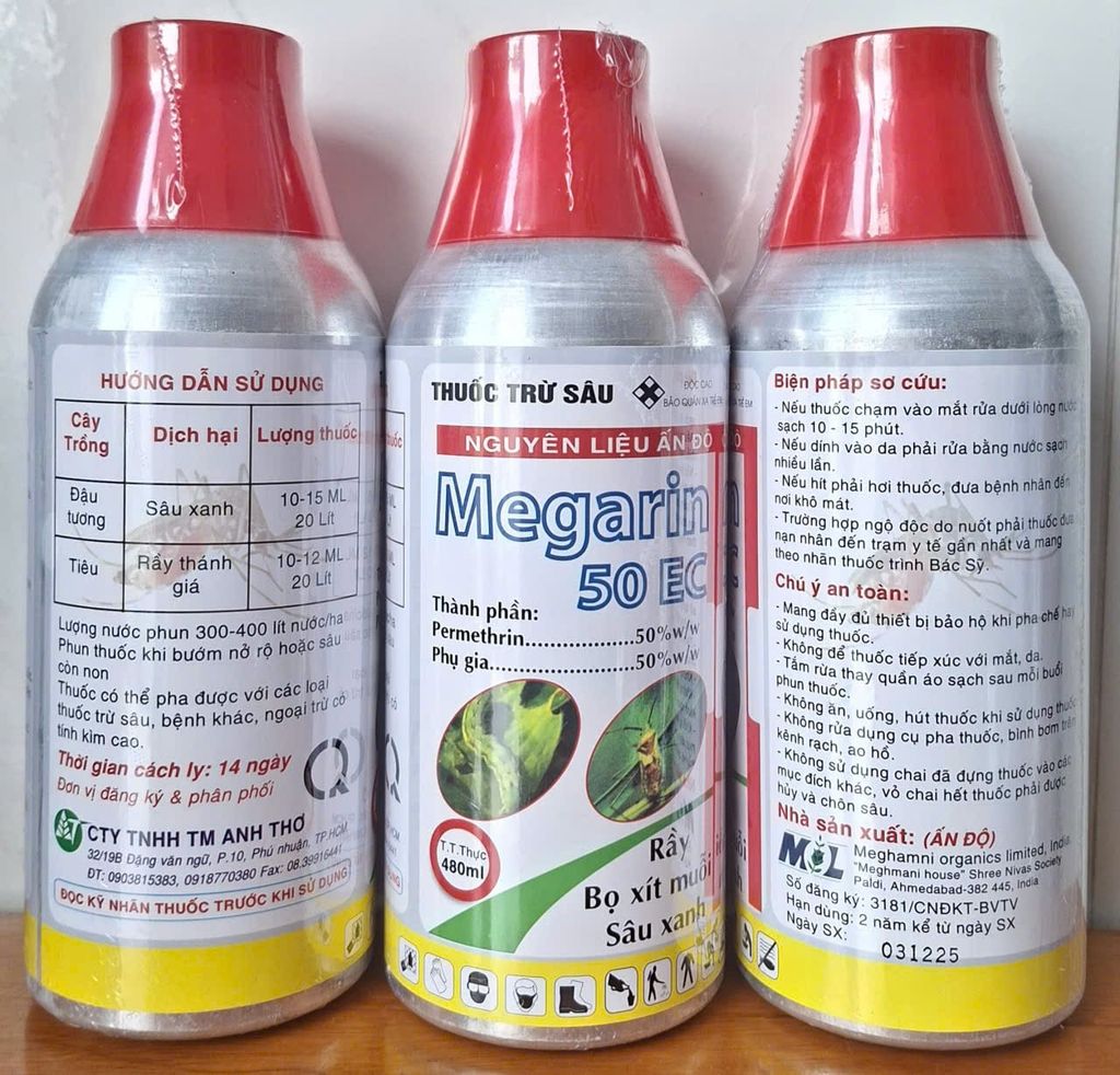 (480ml) Thuốc trừ sâu MEGARIN 50EC: Trị rầy thánh giá, Bọ Xít muỗi gây hại sầu riêng, bọ xít muỗi gây hại điều/ ca cao, Sâu Xanh đậu tương