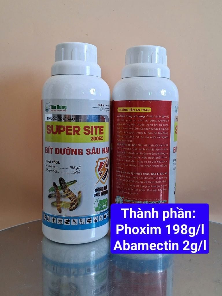 (Chai 480ml) Thuốc Trừ Sâu SUPER SITE 200EC: Bít Đường Sâu Hại, diệt sâu bằng 4 cơ chế tiếp xúc, vị độc, thấm sâu, xông hơi.