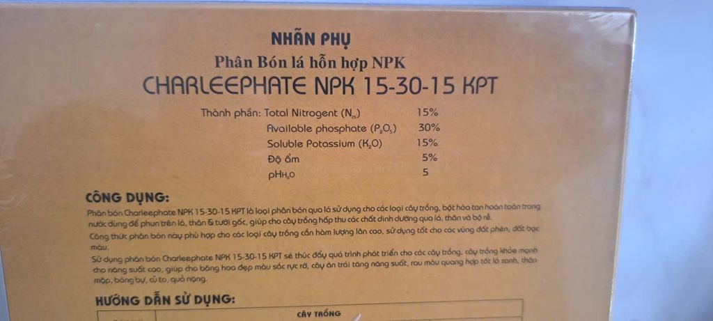 (Hộp 1kg) Phân Bón lá KPT 15-30-15 + KPT:  tạo mầm hoa, mập bông, dưỡng cây, ra rễ, mập chồi, xanh lá, lớn trái