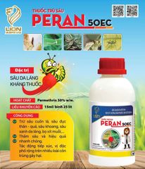 Thuốc trừ sâu Peran 50EC 100ml: trừ sâu cuốn lá hại lúa,sâu ăn tạp,sâu đục quả hại đậu tương,bọ xít muỗi hại điều.