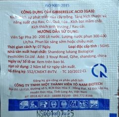 [Điều hòa sinh trưởng] Viên sủi GA3, Zhigip 4TB hiệu RỪNG RẬM- GIBBERELLIC ACID (GA3):4%W/W- hỗ trợ lớn trái-tạo hạt-to củ-bật mầm chồi