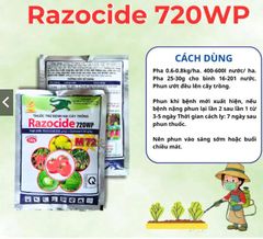 Thuốc trừ bệnh Razocide 720WP Sương mai, vàng lá, thán thư, rỉ sắt, rong rêu, sẹo trái, xì mủ - 100g