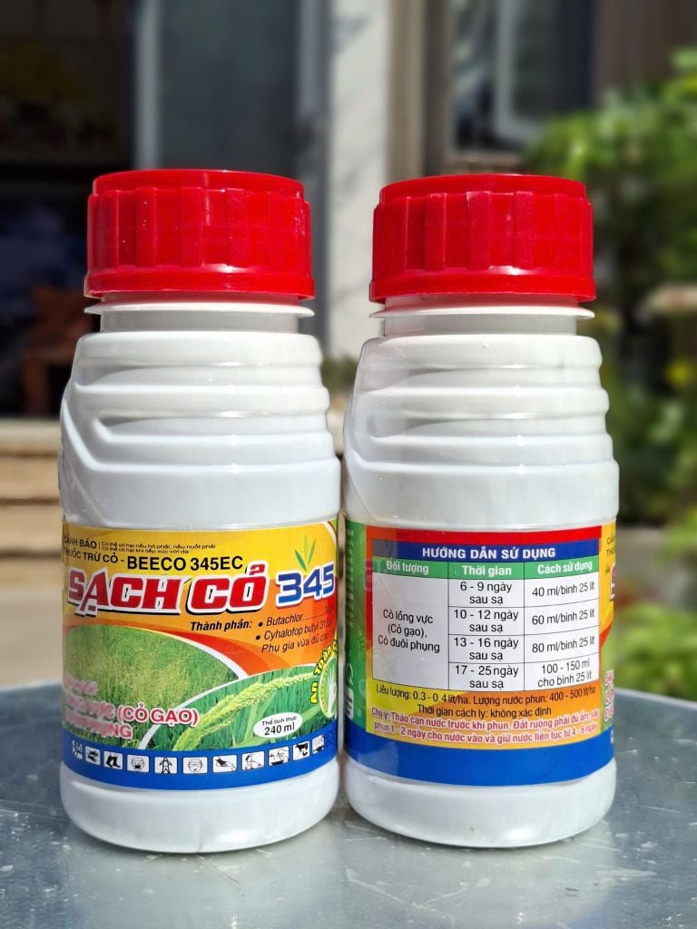 (Sạch cỏ 345EC 240ml) Thuốc trừ cỏ Beeco 345EC - hiệu sạch cỏ 345: trừ cỏ lồng vực, cỏ đuôi phụng, cỏ gạo trên ruộng lúa