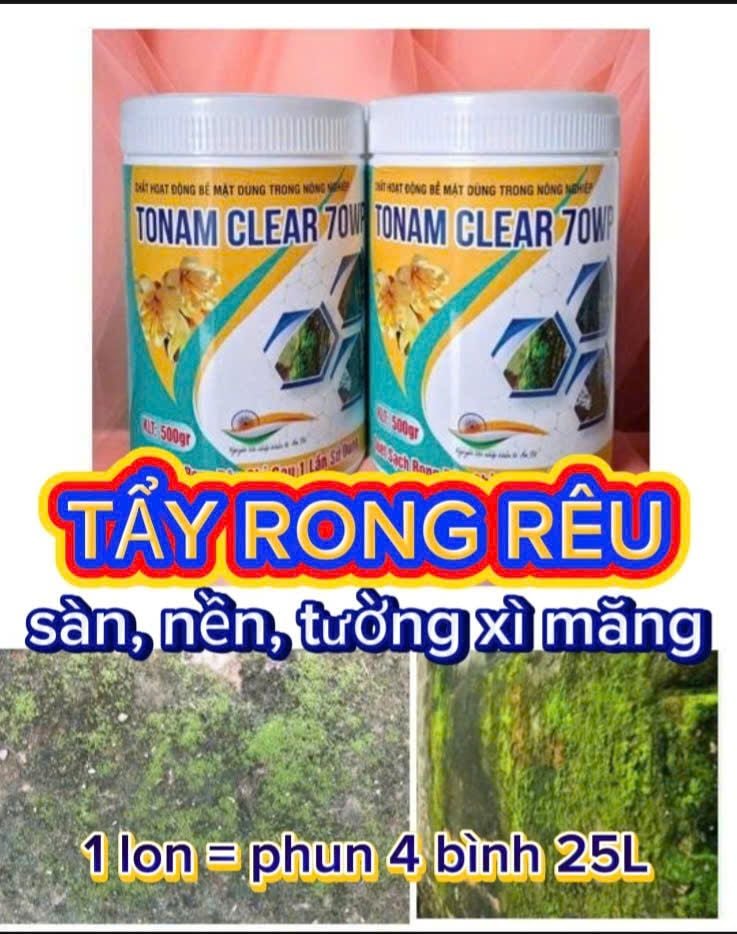 (Tẩy rong rêu chỉ sau 1 lần phun) Tẩy rong rêu trên cây trồng, tẩy rong rêu sàn, tường  - hiệu Tonam Clear 70WP 500g