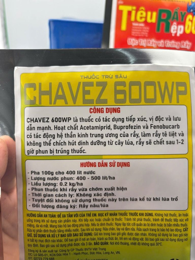 (25gam) Chavez 600wp 25gam, diệt Rầy Cánh Trắng, Bọ Trĩ dưa hấu, Rầy Xanh, Rệp sáp, Rệp muội, rệp vảy, muỗi hành ( Acetamiprid, Buprofezin, Fenobucard)