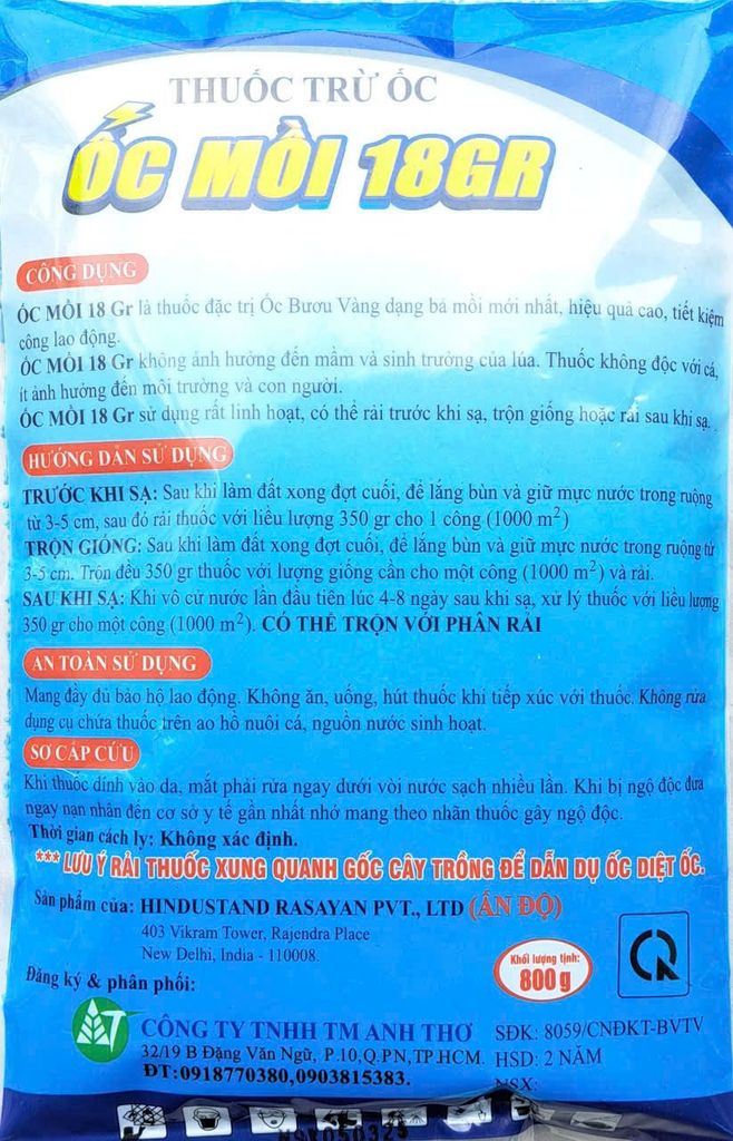 Thuốc trừ ốc bưu vàng, ốc sên, ốc ma, ốc hương - hiệu SIÊU DIỆT ỐC, NP SNAILIDCIDE 700WP, thuốc rãi diệt ốc bưu vàng - Ốc Mồi 18gr 800gam diệt ốc bưu vàng, diệt ốc sên, diệt cả ốc nhỏ và ốc lớn