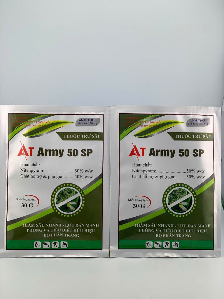 (Diệt côn trùng chích hút dưa hấu) Gói AT Army 30gam: diệt bọ trĩ, rầy phấn, rầy xanh và rầy mềm trên dưa hấu
