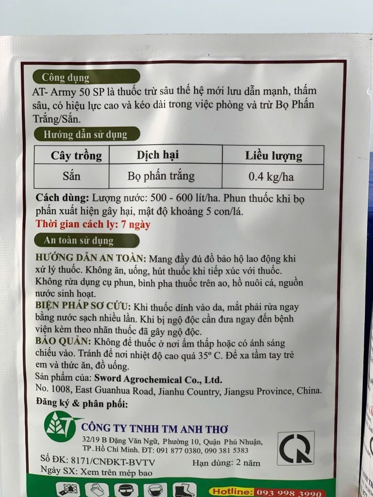 (Combo Phun rau màu) Gói AT army 30g + Chai Amitop 450sc trừ rầy xanh, bọ trĩ, rệp sáp, rầy phấn - sương mai, đốm lá, thán thư trên rau màu