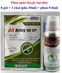 (Combo Phun rau màu) Gói AT army 30g + Chai Amitop 450sc trừ rầy xanh, bọ trĩ, rệp sáp, rầy phấn - sương mai, đốm lá, thán thư trên rau màu