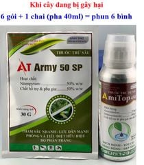 (Combo Phun rau màu) Gói AT army 30g + Chai Amitop 450sc trừ rầy xanh, bọ trĩ, rệp sáp, rầy phấn - sương mai, đốm lá, thán thư trên rau màu