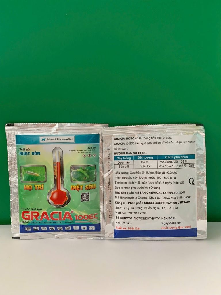 Thuốc trừ sâu GRACIA 100EC (gói 20ml) - xuất xứ NHẬT BẢN trừ bọ trĩ dưa hấu, sâu tơ bắp cải