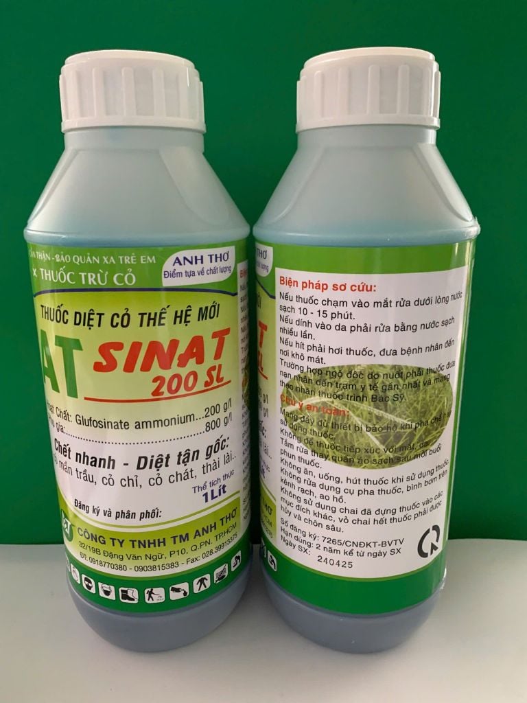 Thuốc trừ cỏ AT SINAT 200SL 1 lít: phá lâm, trừ cỏ mần trầu, cỏ chỉ, cỏ chát, thài lài, trừ cỏ trong vườn sầu riêng