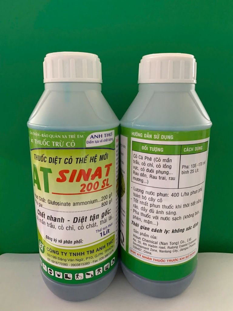 Thuốc trừ cỏ AT SINAT 200SL 1 lít: phá lâm, trừ cỏ mần trầu, cỏ chỉ, cỏ chát, thài lài, trừ cỏ trong vườn sầu riêng
