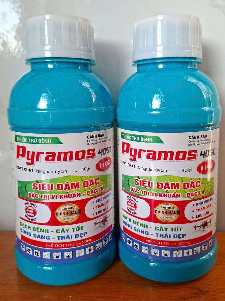 PYRAMOS 40SL 1102 450ml: phòng trừ thán thư, mốc sương, thối trái, ghẻ trái, sơ đen mít, bạc lá