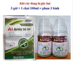 (Combo Phun rau màu) Gói AT army 30g + Chai Amitop 450sc trừ rầy xanh, bọ trĩ, rệp sáp, rầy phấn - sương mai, đốm lá, thán thư trên rau màu