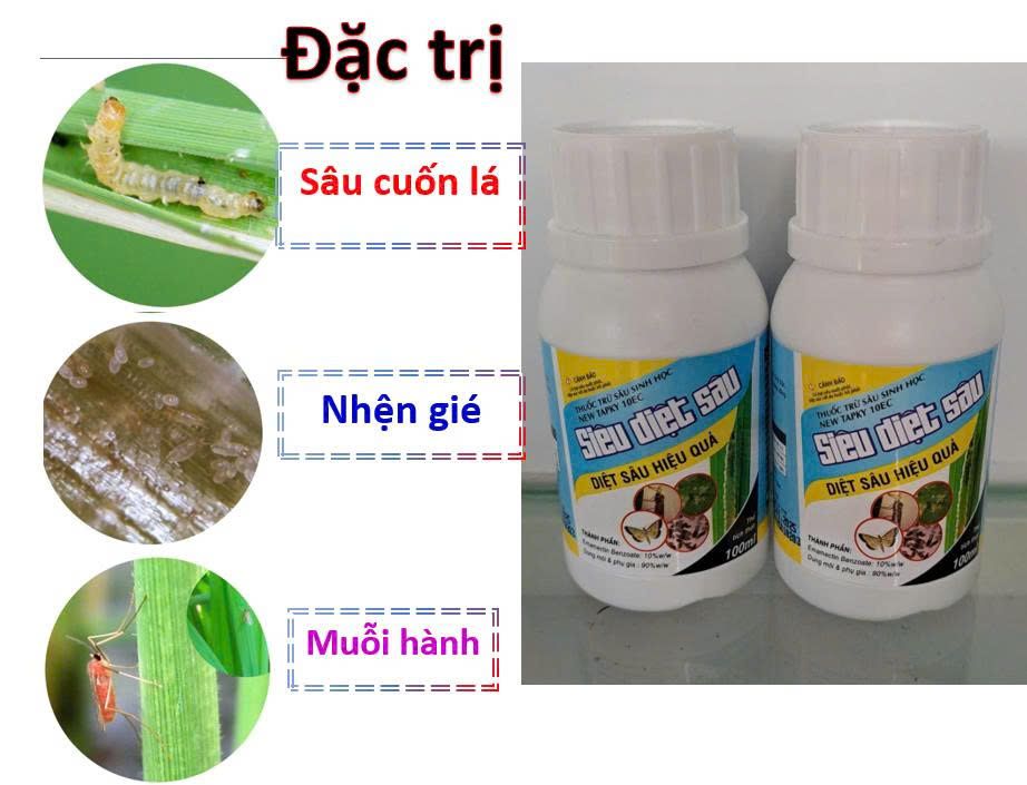 New Tapky 10EC, Siêu Diệt Sâu 100ml: đặc trị sâu cuốn lá lúa, nhện gié, muỗi hành, sâu đục trái, sâu đục thân