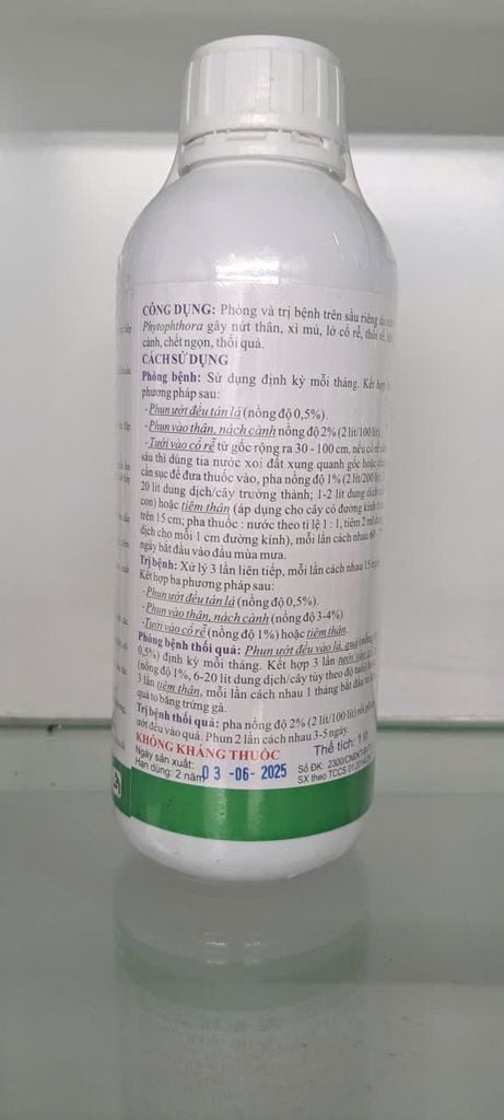 (Nứt thân, xì mủ) Thuốc Trừ Bệnh Agri-Fos 400Sl Phosphonate 1Lít - Chuyên trừ nứt thân xì mủ và nứt cổ rễ Cây Sầu Riêng