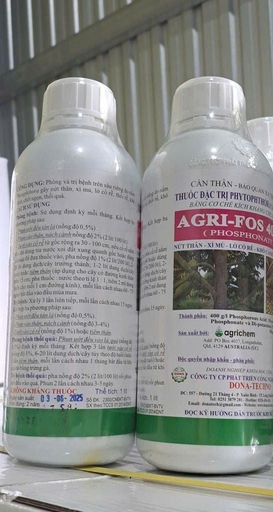 (Nứt thân, xì mủ) Thuốc Trừ Bệnh Agri-Fos 400Sl Phosphonate 1Lít - Chuyên trừ nứt thân xì mủ và nứt cổ rễ Cây Sầu Riêng