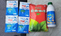Bộ già lá nhanh Hexavill 1l + 07-05-46+TE 1kg + gói 7-5-46 1kg + 4 gói combi Thái (dạng chelate) ức chế đọt non không gây cháy lá vải