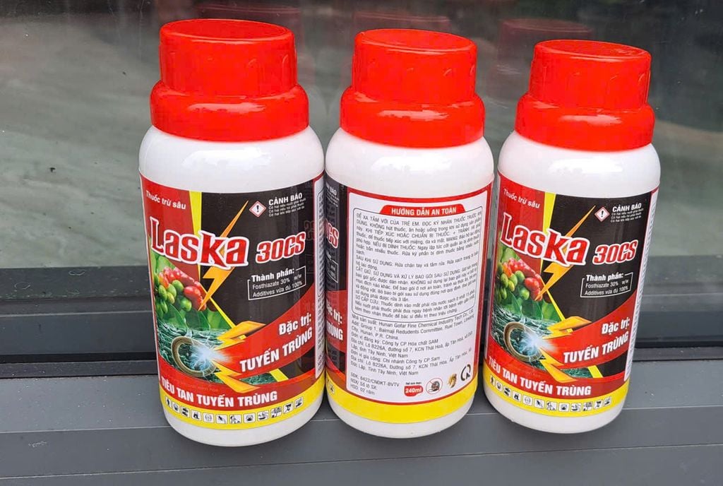 (1 chai pha 400L nước) Đặc trị tuyến trùng rễ LASKA 30SC 240ml: với hoạt chất tiên tiến Fosthiazate 30% w/w