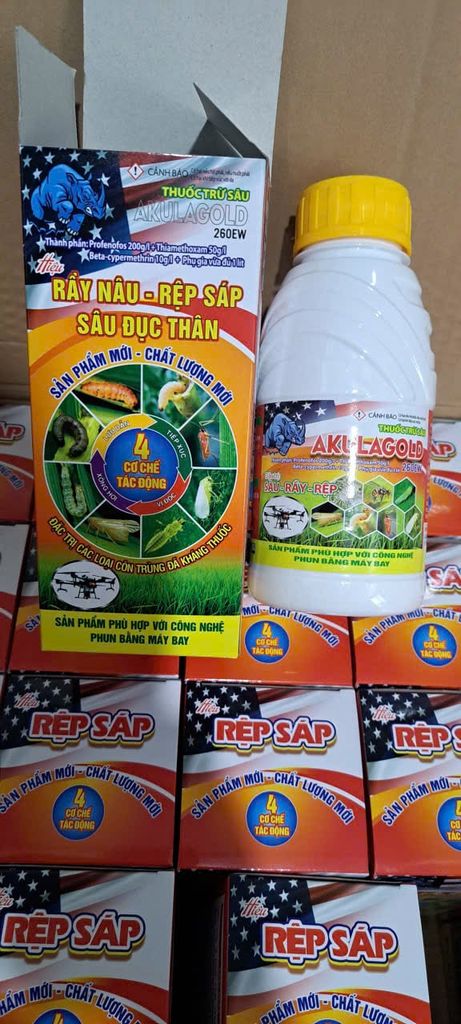 (450ml) Akulagold 260EW hiệu Rệp Sáp 1102:  trừ rệp sáp, ruồi vàng, bọ xít, rệp muội, sâu đục thân, muỗi hành,  rầy phấn trắng lúa, bọ trĩ gây hại lúa
