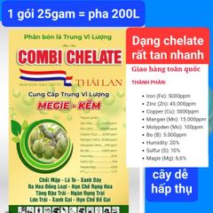 Combi Thái gói 25gr, combi CHELATE : Phân bón vi lượng NUTI MIX SPARK Combi Thái cung cấp trung vi lượng với hàm lượng cao - dạng chelate dễ hòa tan, cây hấp thụ nhanh