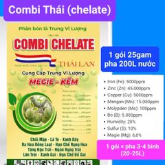 Combi Thái gói 25gr, combi CHELATE : Phân bón vi lượng NUTI MIX SPARK Combi Thái cung cấp trung vi lượng với hàm lượng cao - dạng chelate dễ hòa tan, cây hấp thụ nhanh