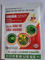 Trừ sâu sinh học SHIAN 32WP (25g) an toàn, hiệu quả, chứa Bt Bacillus Thuringiensis diệt các loại sâu ăn lá, sâu đục trái, sâu đục thân