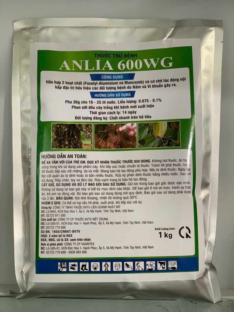 Thuốc trừ bệnh ANLIA 600WG hiệu FUGI NEW 450gram:  thuốc trừ bệnh thế hệ mới, bột trắng, siêu mịn, sạch bệnh, xanh cây, mướt lá