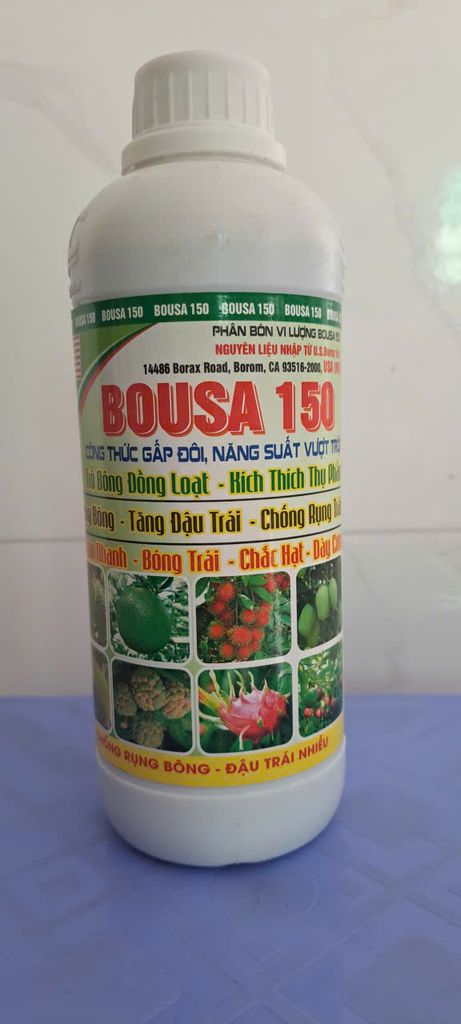 Phân bón vi lượng BOUSA 150 chai 500ml: chống rụng bông, đậu trái nhiều, trổ bông đồng loạt, bóng trái, chắc hạt, dày cơm