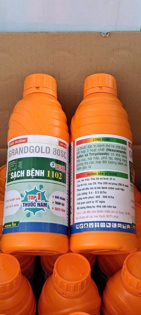 Sạch bệnh 1102 1 lít - Grandgold 80sc 1 lít -   1 lít:  đặc trị nấm bệnh, vàng lá, khô vằn, nấm hồng trên sầu riêng