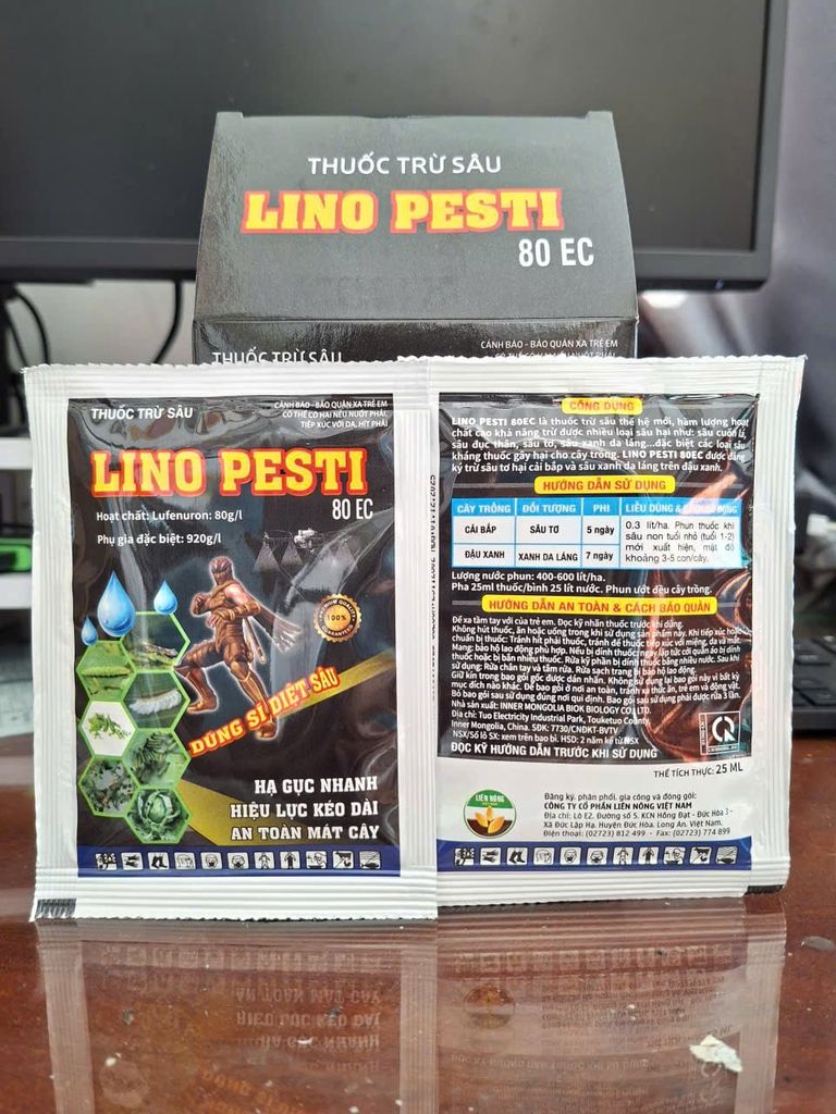 (Gói Lớn 25ml) Thuốc trừ sâu Lino pesti 80EC 25ml - Quản lý sâu tơ trên bắp cải, sâu da láng trên đậu xanh