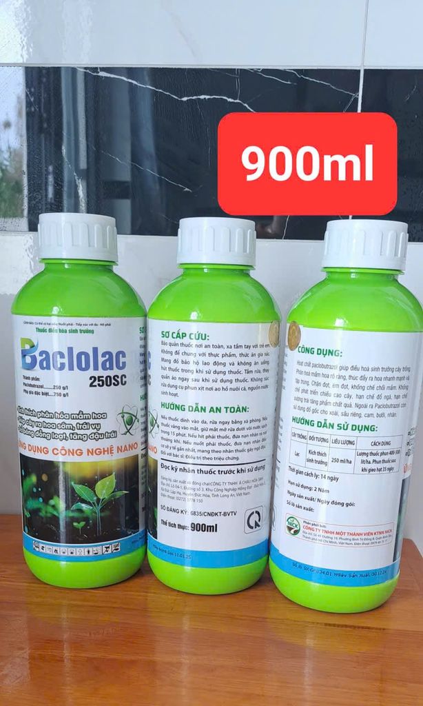(500ml và 900ml) BACLOLAC 250SC : thuốc điều hòa snh trưởng Paclobutrazol……….250g/l, phân hóa mầm hoa, thúc ra hoa nhanh và mạnh, cứng cây và dài bông