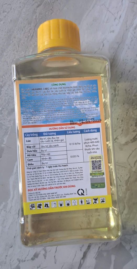 (3.6 nước trong) Thuốc Trừ Sâu HAIHAMEC 3.6EC 450ml: trừ sâu cuốn lá, sâu bẹ, nhện đỏ, nhện gié, không nghẹt béc phun