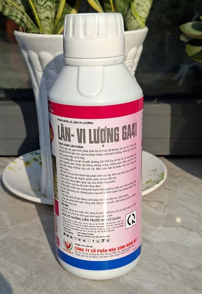 (CHAI 1 LÍT) PHÂN BÓN LÁ LÂN - VI LƯỢNG GA41 AGRJ PHOS 999: nứt thân, xì mủ, lở cổ rễ, thối quả, khô ngọn