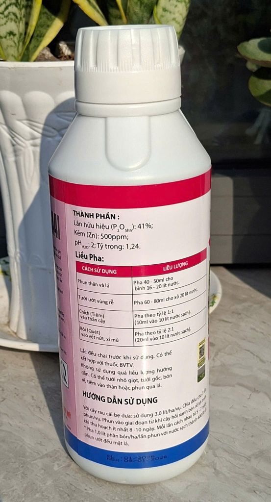 (CHAI 1 LÍT) PHÂN BÓN LÁ LÂN - VI LƯỢNG GA41 AGRJ PHOS 999: nứt thân, xì mủ, lở cổ rễ, thối quả, khô ngọn