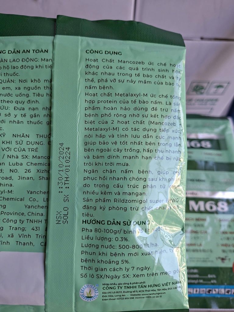 (Gói 100g) Thuốc Trừ Bệnh M68 RILDZOMIGOL SUPER 68WG: sạch bệnh, dưỡng cây, xanh lá, dạng cốm, tan nhanh, hiệu quả cao