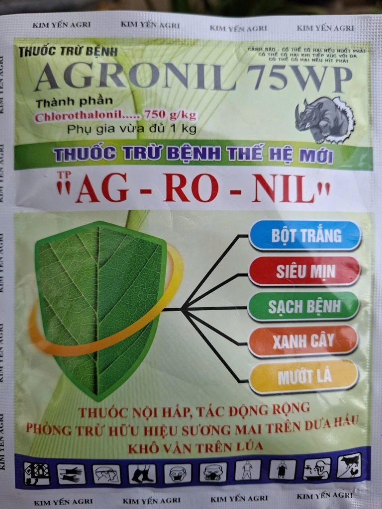 Bộ Giải Pháp 1 gói SẠCH BỆNH 1102 + 1 gói AGRONIL: đặc trị sương mai, cháy lá, đốm lá trên cây dưa hấu