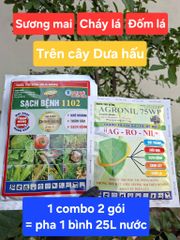 Bộ Giải Pháp 1 gói SẠCH BỆNH 1102 + 1 gói AGRONIL: đặc trị sương mai, cháy lá, đốm lá trên cây dưa hấu