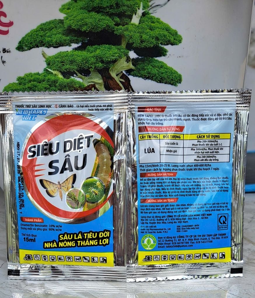 (15ml) Thuốc trừ sâu sinh học NEW TAPKY 10EC, TAPKY (vàng) 15ml, Siêu Diệt Sâu (xanh) 15ml: trừ sâu cuốn lá lúa, muỗi hành, nhện gié, sâu ăn Đọt Rau Màu, Hoa Kiểng, sâu đục thân