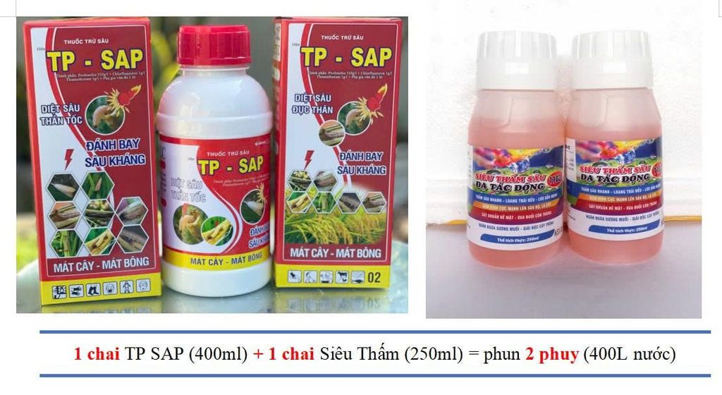 (Chai 400ml) Thuốc trừ sâu TP SAP,Bakari 512EC : trừ rệp sáp, mọt đục cành, sâu đục thân, bọ trĩ, sùng hà khoai lang/ bọ hà, sâu vẽ bùa