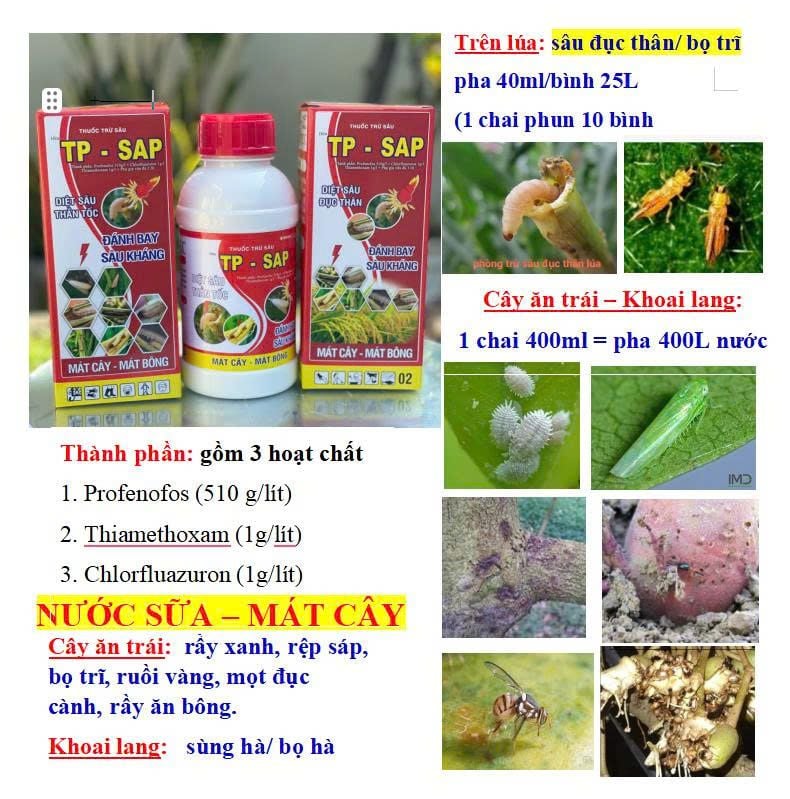Bakari 512EC, TP SAP 512: Diệt trừ sâu đục thân lúa, sâu cuốn lá lúa, bọ trĩ, bọ xít, rầy phấn trắng, sâu phao đục bẹ, sâu keo, sâu đàn