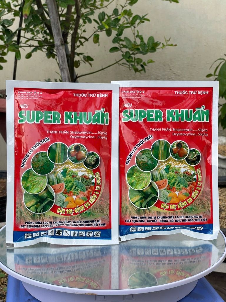 Thuốc trừ bệnh MIKSABE 100WP, hiệu SUPER KHUẨN 100gam: trừ thối quả, héo xanh, loét, sẹo, héo rũ cây con, đốm lá, thối gốc, thối nhũn